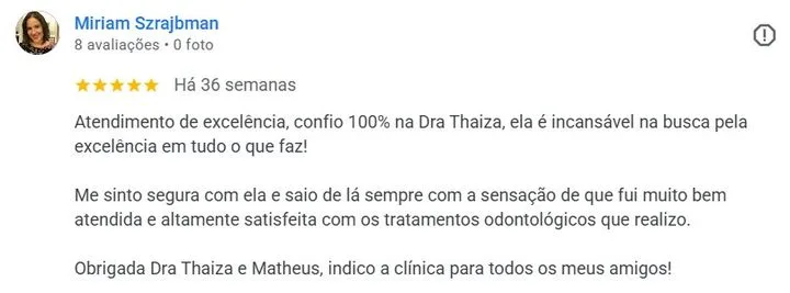 Avaliação Google de paciente da Humanized